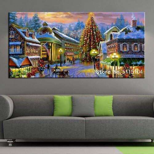 Large 5D DIY Diamond Painting Full Square Round Drill Embroidery christmas tree scenery town Mosaic Needlework Home Decor AA2276