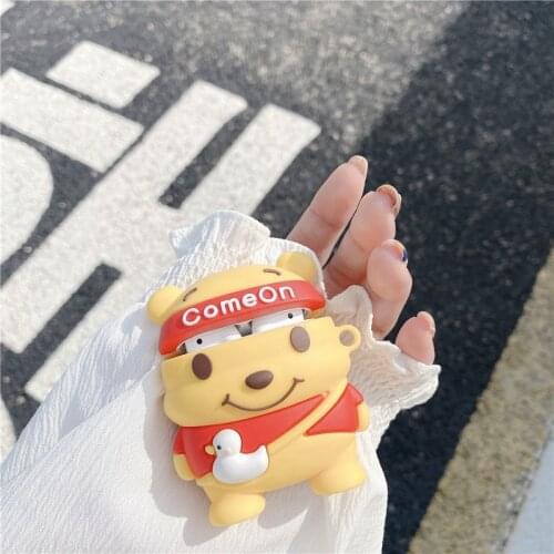 Cartoon Cute Bear Case for AirPods 1 2 Pro Silicone Soft Wireless Headphone Protective Cover for Airpods Case Charging Cover