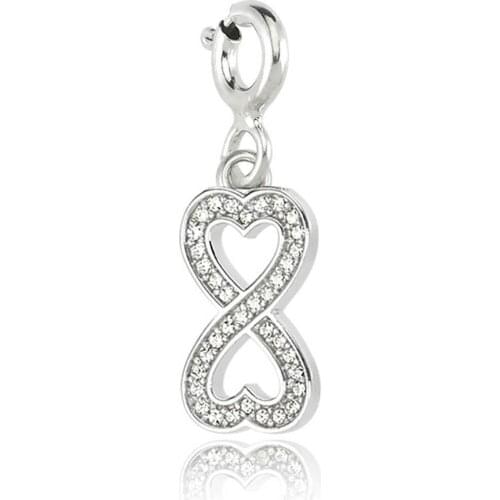 Valori Jewels Infinity, Zirconia White Gemstone, Rhodium Plated, Sterling Silver Charm