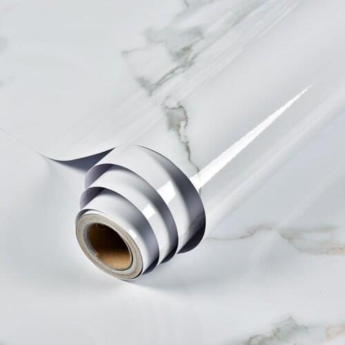 Elegant White Self-Adhesive Home Decorative Solid Color Restorative Kitchen Cabinets PVC Wall Paper Living Room Wall Stickers