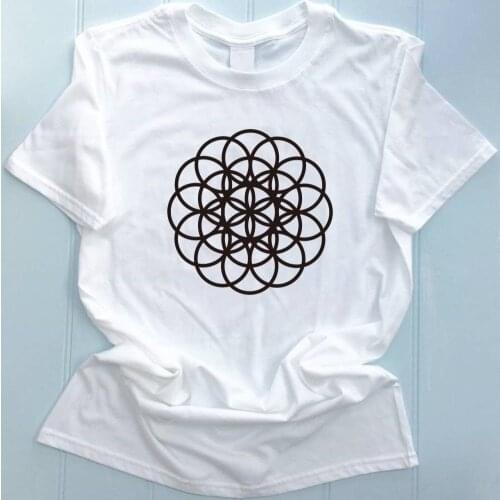 Geometric Circles Shirt Flower of Life T-Shirt Sacred Geometry Grid Tshirt Unisex Gift Idea Shirt Tops Tees Seed of Life Shirt