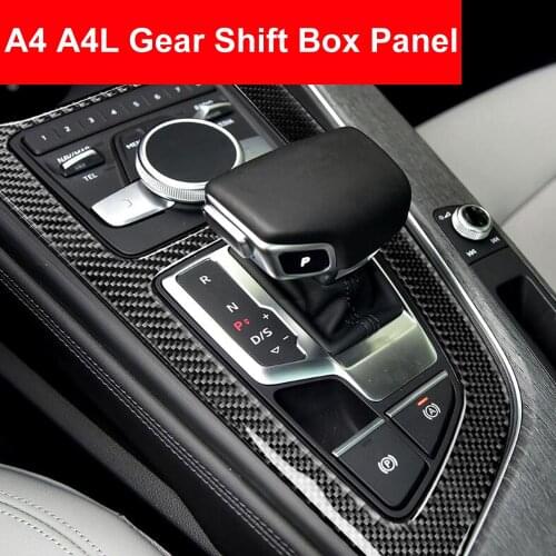 Carbon Fiber Car Control Gear Shift Box Panel Water Cup Holder Frame Cover Trim Accessories For Audi A4 B9 2017-2019 Car Styling