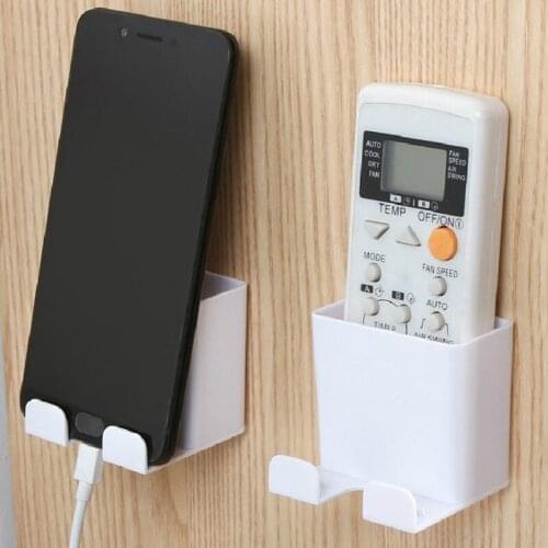Storage Box Wall Mounted Organizer Remote Control Holder Mobile Phone Plug Holder Stand Container Hanging Charging