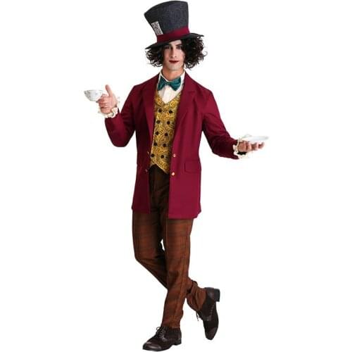 New Halloween Adult Magician Circus Animal Trainer Alice stage performance Mad hatter Cosplay costume ship fast st stock