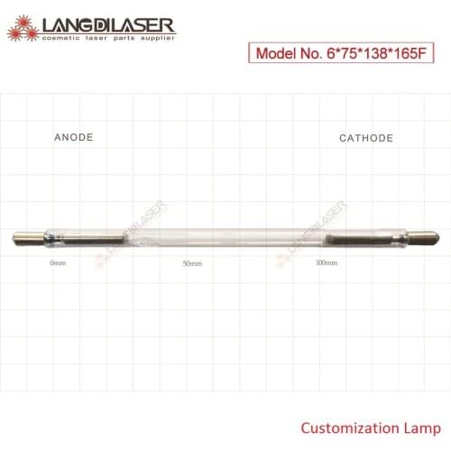 Customization xenon laser flash lamp , size : 6*75*138*165mm