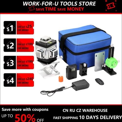 Multifunctional 3D 12 Lines Laser Level 360 Tool Level Instrument Vertical Horizontal Lines with Self-leveling Function
