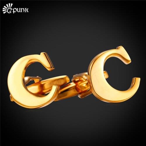 Personalized Cufflinks For Men 26 Alphabet Letter Gold/ color Wedding Dress Business Shirt Cuff Buttons C2033