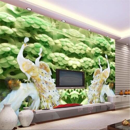 Beibehang Home Decor Peacock carvings flowers Murales De Pared Wallpaper 3d Hotel Background Modern Mural for Living Room