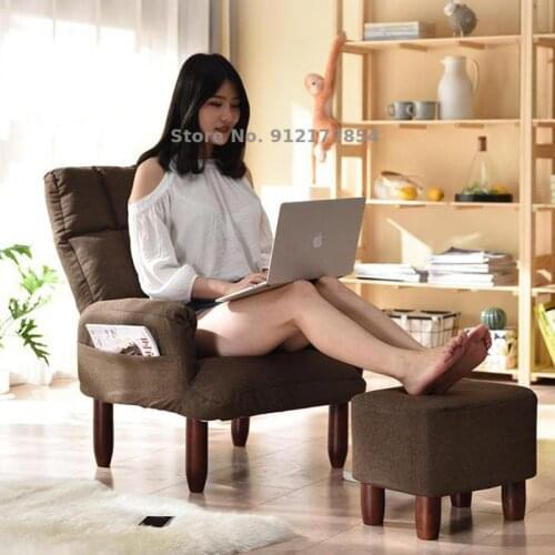 Single lazy sofa balcony lounge chair bedroom small sofa dormitory chair breastfeeding backrest folding recliner