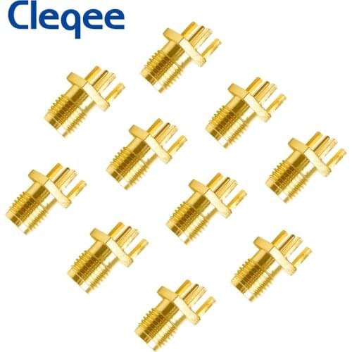 JXSINONE 10PCS SMA Female Jack Adapter Solder Edge PCB Straight Mount RF Copper Connector Plug Socket Gold Plated