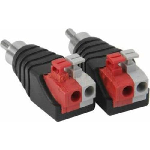 10PCS Speaker Wire Cable to Audio Male RCA Connector Adapter Jack Plug Pip BE