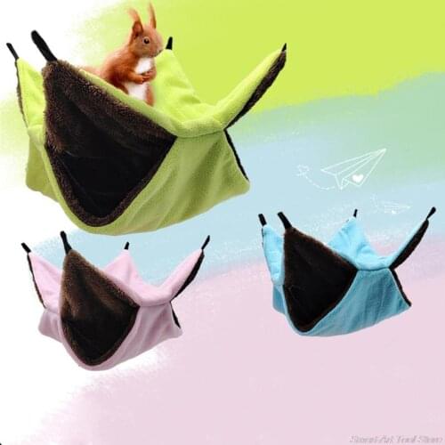 Plush Hamster Hammock Double-layer Thicken Warm Sleeping Bag Nest Hanging Cage House for Squirrel Ferret Rabbit Pet Bed