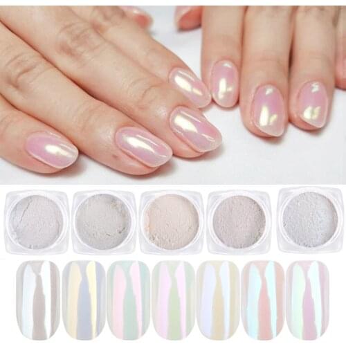 Mermaid Mirror Sparkly Chrome Pigment Nail Glitter Powders Aurora Laser DIP Dust Manicure Holographic Nails Art Decoration Tools