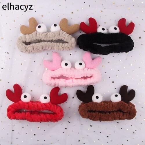 2021 Funny Headband Cute Cartoon Crab Big Eyes Headband Soft Elastic Hairband Women Wash Face Headwear Makeup Hair Accessories