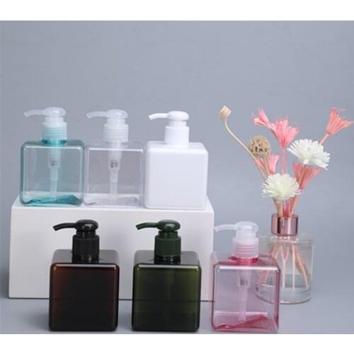 High Quality PETG Refillable bottle Square Plastic Dispensers for Essential Oil Soap Lotion Empty container 250ml 450ml 650ml