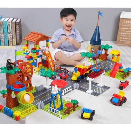 QWZ New Big Particle Blocks Paradise villa City Blocks House Castle Building Blocks Brick Toy For Kids Gifts