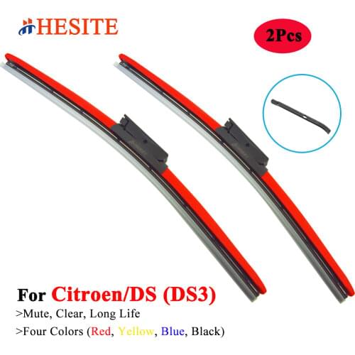 HESITE Colorful Hybrid Windshield Wipers For Cirtoen DS3 DS4 DS5 Car Accessories 2Pcs Frameless Front Windscreen Wiper Blades