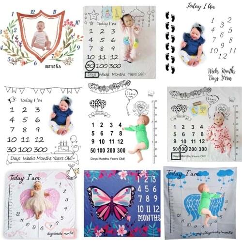 Newborn Weeks Monthly Milestone Photography Props Blankets Child Baby Infants Growth Photo Background Cloth Blanket