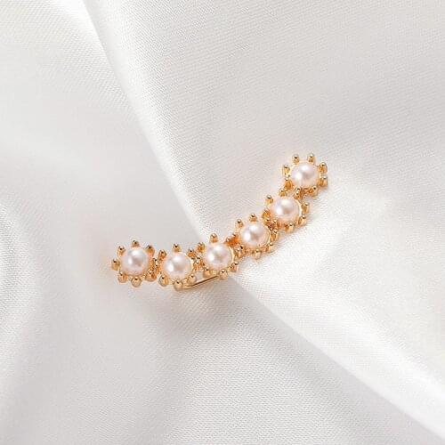 1Pc Imitation Pearls Ear Cuff Earrings Gold Color Alloy Clip Earrings Cartilage Climbers Earcuff Ear Hook Punk Fashion Jewelry