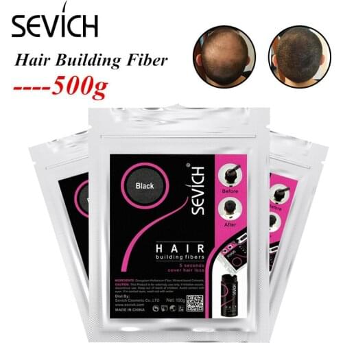 Sevich 10 Color Hair Building Fiber Instant Thickening Hair 500g Keratin Powders Fibers Hair Regrowth Fiber Refill Bags