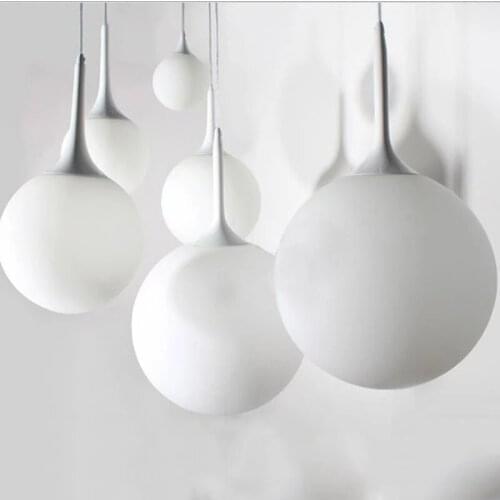 E27 LED pendant lamp Modern minimalist Creative Spherical hanging lights bedroom Milky White Ball pendant lighting glass shades