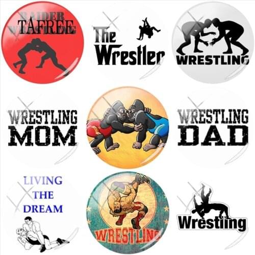 TAFREE Wrestling Picture Handmade Round Glass Cabochon Vintage Simple Pendant Settings Jewelry Findings High Quality