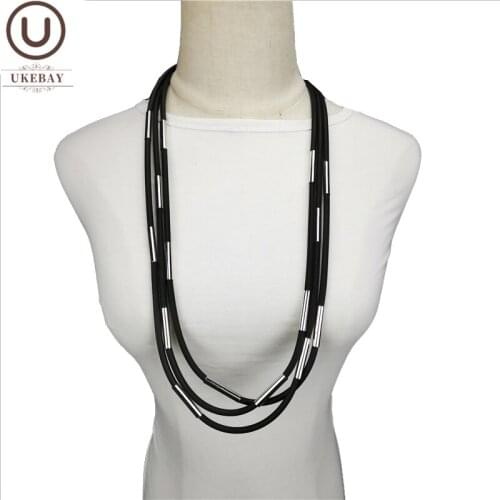 UKEBAY New Rubber Choker Necklace Women Handmade Jewelry Metal Accessories Bohemia Pendant Necklaces Sweater Chains Can Gifts