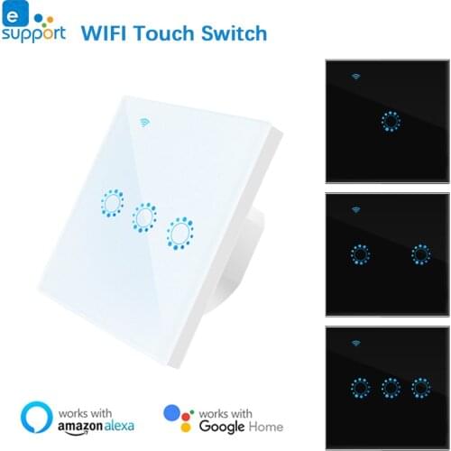 WiFi Smart Light Switch Glass Panel Touch Switch App Remote Control Smart Wall Switch Compatible with Alexa Google Home