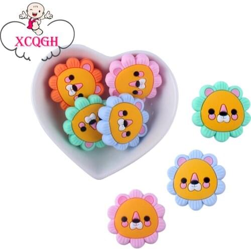 XCQGH 20PCS Silicone Baby Molar Loose Beads Mini Lion Baby Pacifier Chain Bracelet Necklace Accessories Teether Toys