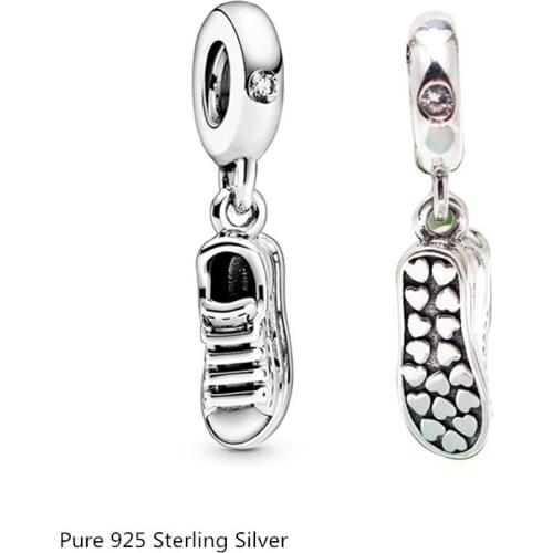 Buyee Pure 925 Sterling Silver DIY Jewelry Findings Beautifully Carved Sneakers Pendant Charms for Bracelet Women Jewelry Making