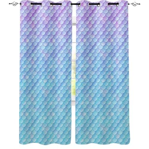 Beautiful Mermaid Scales Window Interior Curtain Valance Door Room Drape for Kitchen Living Room Bedroom Decoration Curtains