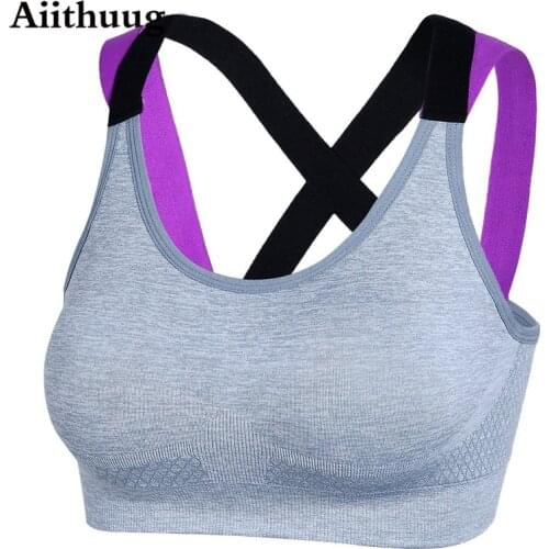 Aiithuug Medium Support Crop Tank Top for Workout Fitness Criss Cross Womens Padded Sports Yoga Bra Fashion Color Yoga Tops
