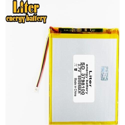 1.0mm 3wire connector 3.7v 3798100 35100100 lithium polymer battery with pcm backup 5000mah tablet pc battery