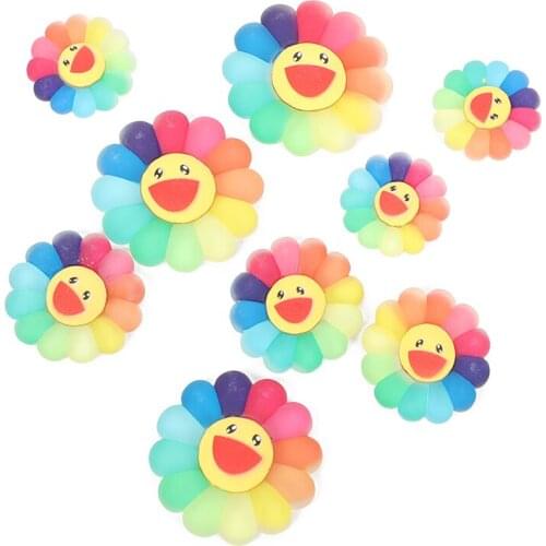 10Ps Resin Kawaii Accessories Colour Smile Sunflower Flatback Cabochon Embellishment For Scrapbooking Diy Decoration Craft Mixed