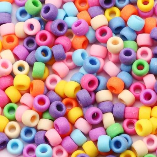 100Pcs 6*9mm Colorful Big Hole Spacer Acrylic Beads Handmade Loose Garment Spacer Beads For Diy Clothing Sewing Crafts