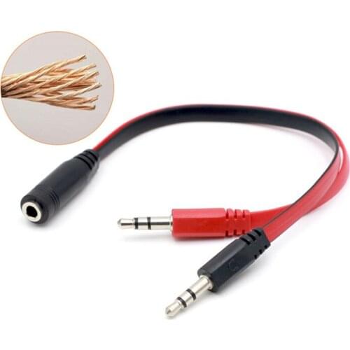 100pcs/lot 3.5mm 1 Female to 2 male AUX Audio Cable Mic Splitter Cable Earphone Headphone Adapter Cable for Phone pad Mobile