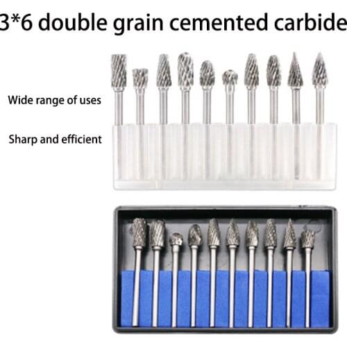 3*6mm Set Double-grain Cemented Carbide Rotary Instrument Tungsten Steel Grinding Head Engraving Roller Sharpening File Tool