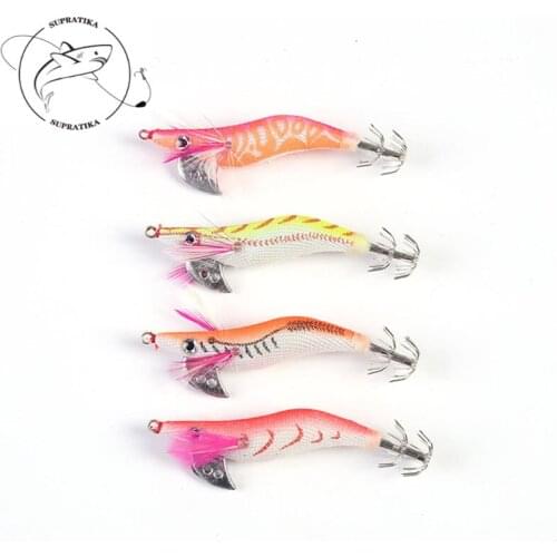 85mm/ 7.3gArtifical Wood Shrimp 4 Pcs/Set Fishing Lure Hard Bait Anti-Corrosion Bionic HighQuality Plastic Shrimp Fishing Lure
