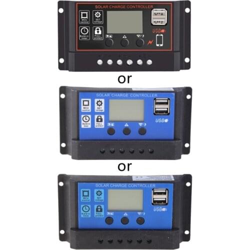 Auto 10/20/30A Solar Panel Charge Controller 12V 24V LCD Display Regulator Timer Dual USB