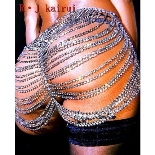New RJRH02 Fashion Women Handmade Rhinestone Chains Waist Jewelry Bling Crystal Beads Belly Costume Hip Jewelry Chains 3 Colors