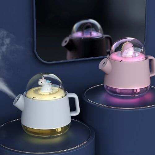 Kettle Wireless Air Humidifier USB Aromatherapy LED Lamp with Built-in Rechargeable Battery Ultrasonic Cool Mist Maker Fogger