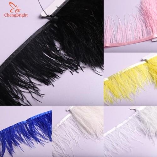 CHENGBRIGHT 50Yards Ostrich Feather Trim Cloth 8-10cm Wide For Skirts / Dresses / Apparel Party DIY Crafts Feather Ribbon Plume