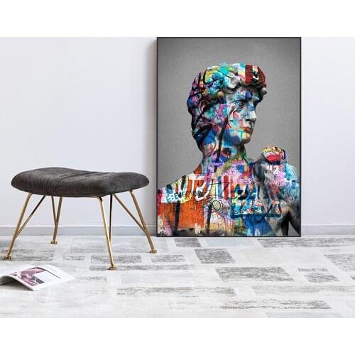 Colored David Painting Wall Posters And Prints Canvas Wall Art Portrait Painting Graffiti Art Picture For Living Room Home Decor