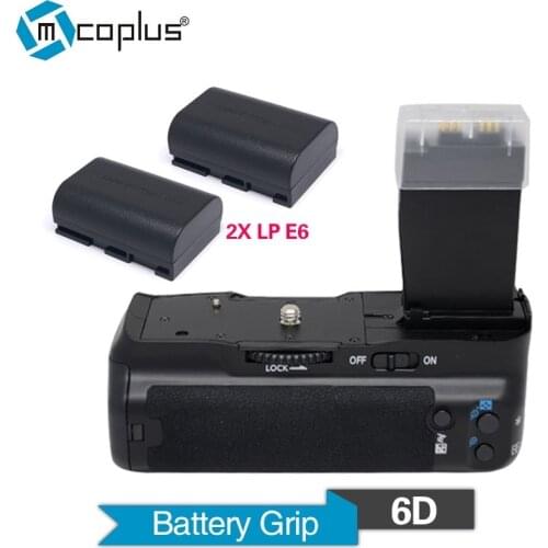 Mcoplus Venidice VD-6D Vertical Battery Grip Holder with 2pcs LP-E6 batteries for Canon EOS 6D Camera DSLR as BG-E13 as MK-6D