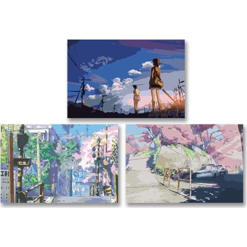 DIY colorings pictures by numbers with colors 5 Centimeters per Second Xinhaicheng picture drawing painting framed