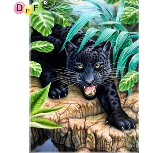DPF Full Drill Square Diamond DIY Diamond Painting"Leopard in forest"Diamond Embroidery Cross Stitch Rhinestone Mosaic Painting