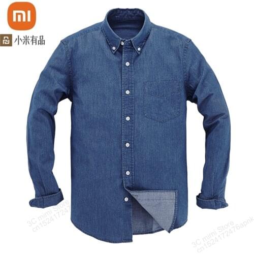 Xiaomi Mijia New casual mens shirt summer foundation cotton denim shirt long sleeve loose jacket 3 colors