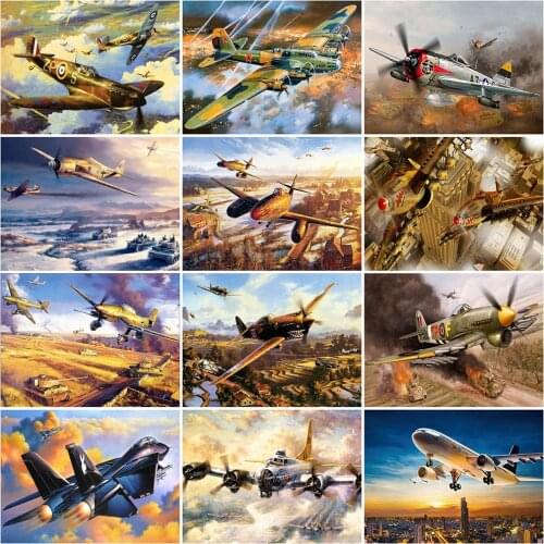 Evershine 5D DIY Diamond Embroidery Aircraft Full Square Round Diamond Painting Landscape Mosaic Cross Stitch Kit Home Decor