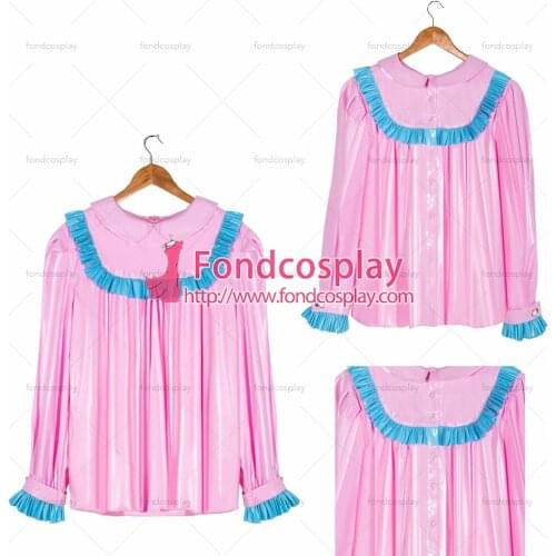 French Sissy Maid baby pink PVC shirt Uniform Cosplay Costume Tailor-made[G4057]
