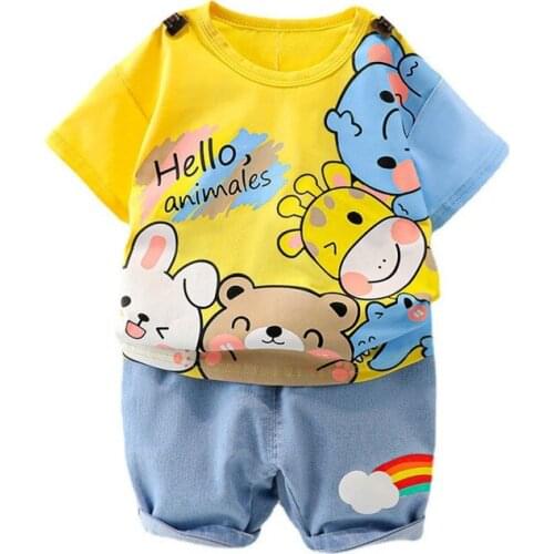 New Summer Children Fashion Clothes Baby Boys Girls T Shirt Shorts 2Pcs/sets Kid Infant Clothing Suit Toddler Cartoon Sportswear